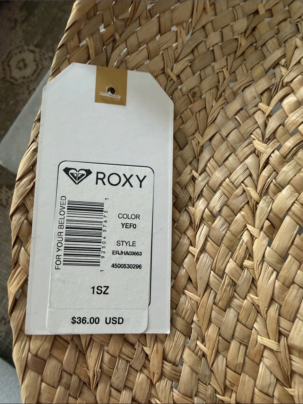 Roxy Wide-Brim Straw Sun Hat with Black Band - Picture 2 of 3
